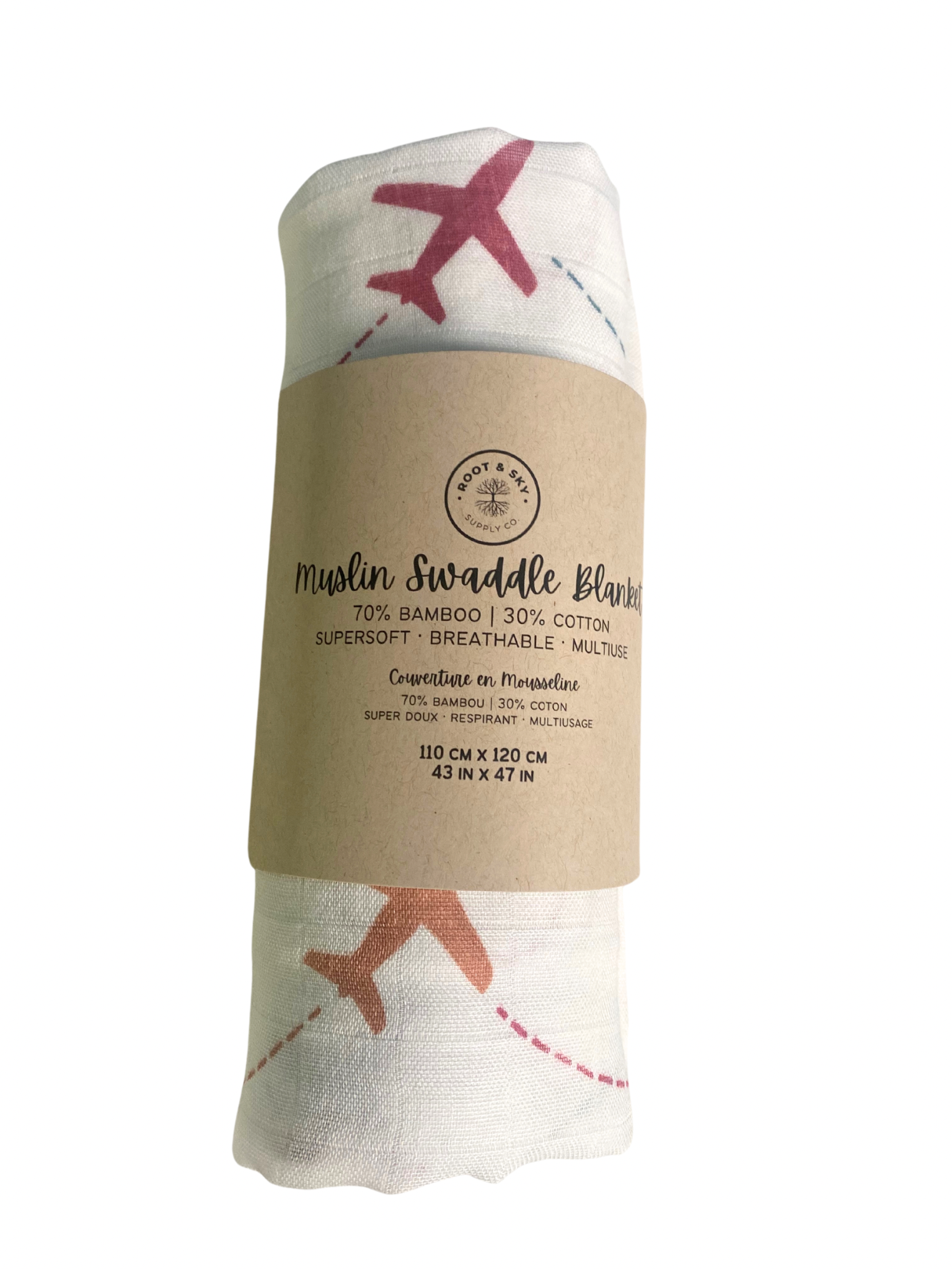 I Love Airplanes Muslin Swaddle Blanket (Multicolour)