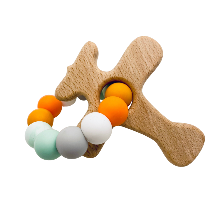 Wooden Airplane & Silicone Bead Teether