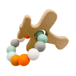 Wooden Airplane & Silicone Bead Teether