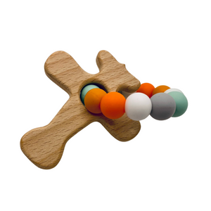 Wooden Airplane & Silicone Bead Teether