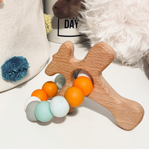 Wooden Airplane & Silicone Bead Teether