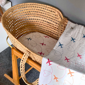 I Love Airplanes Muslin Swaddle Blanket (Multicolour)