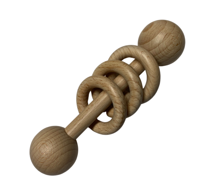 Wooden Three-Ring Rattle